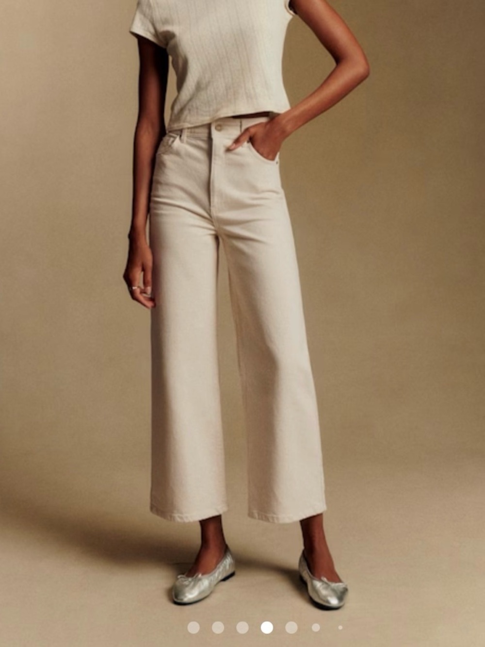 Sezane Le Crop Jeans - Mottled Ecru (Size 42)